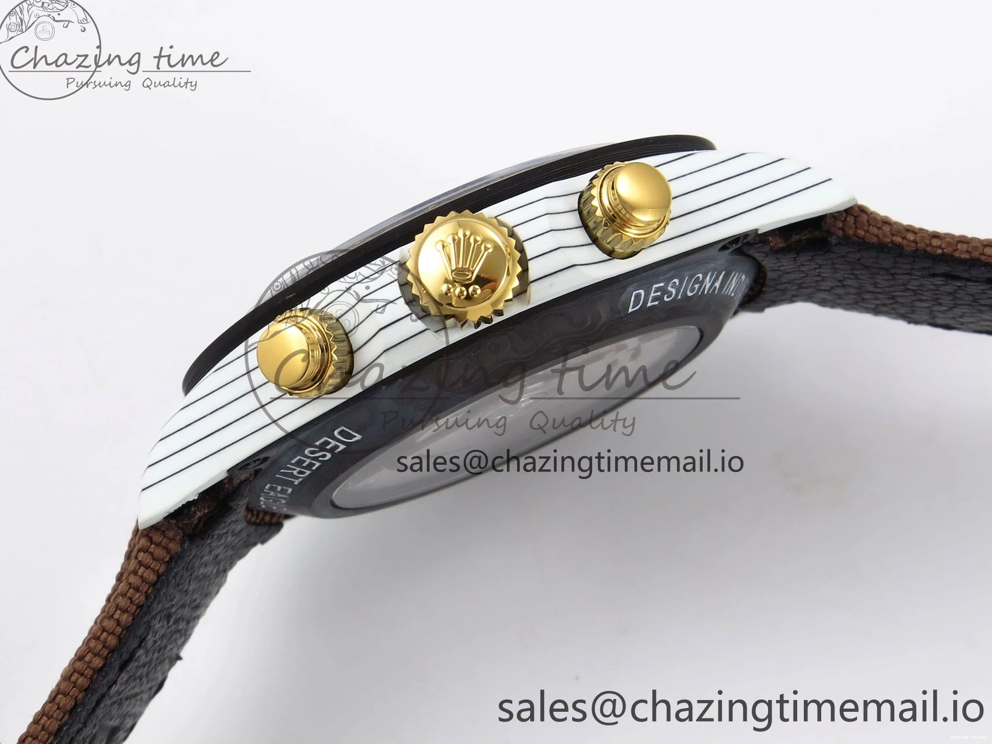 0120 Refined Daytona DIW “DESERT EAGLE”  White Carbon DIWF 1:1 Best Edition Cream Brown Dial on Brown Nylon Strap SH 1074